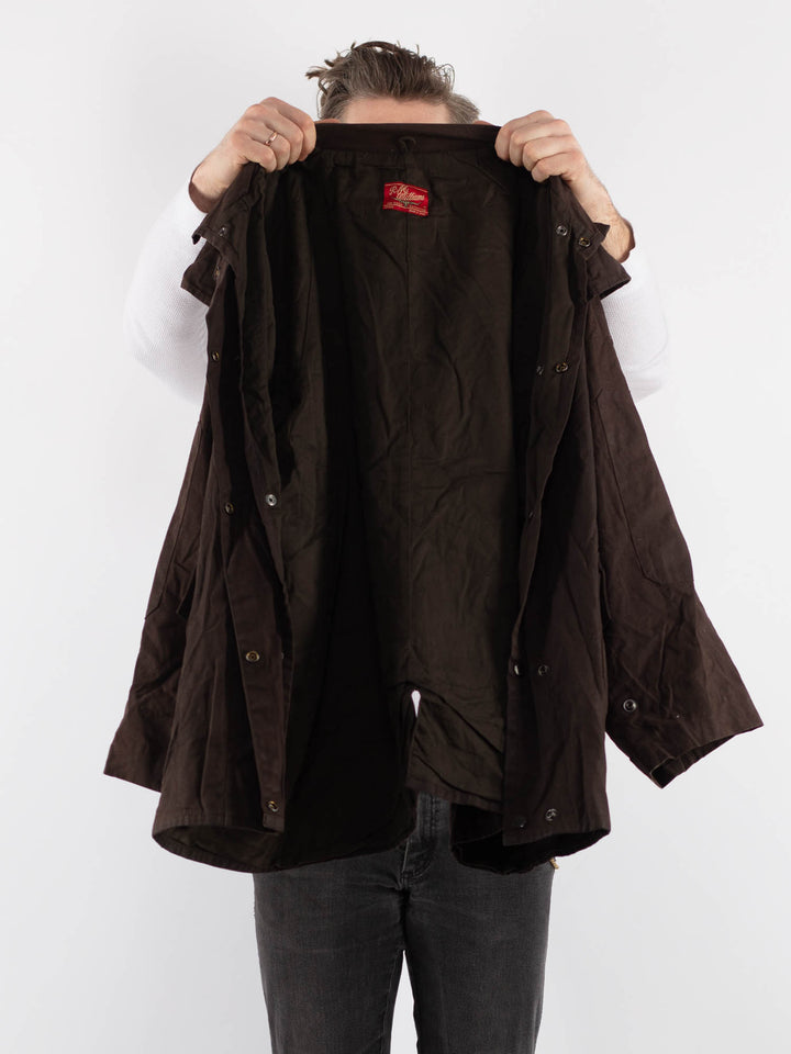 Vintage 90's Men Waxed Canvas Jacket in Brown - NorthernGrip