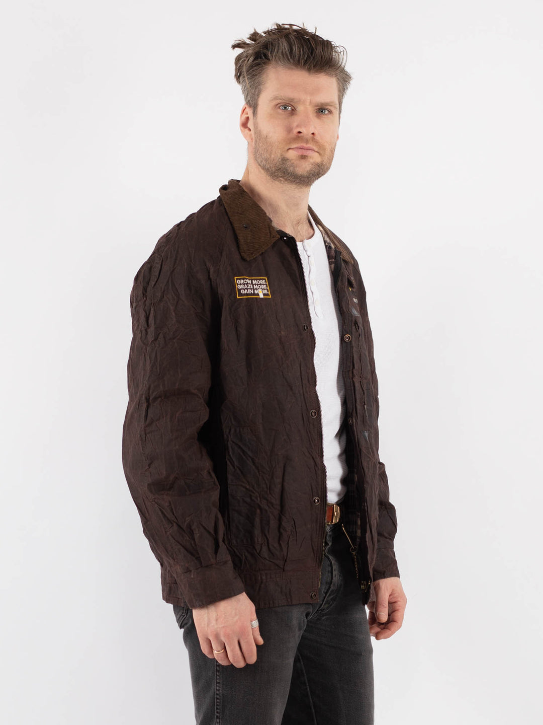 Vintage 90's Men Driza Bone Waxed Canvas Jacket in Brown - NorthernGrip