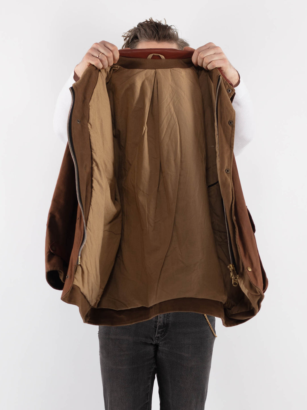 Vintage 90's Men Waxed Canvas Jacket in Brown - NorthernGrip