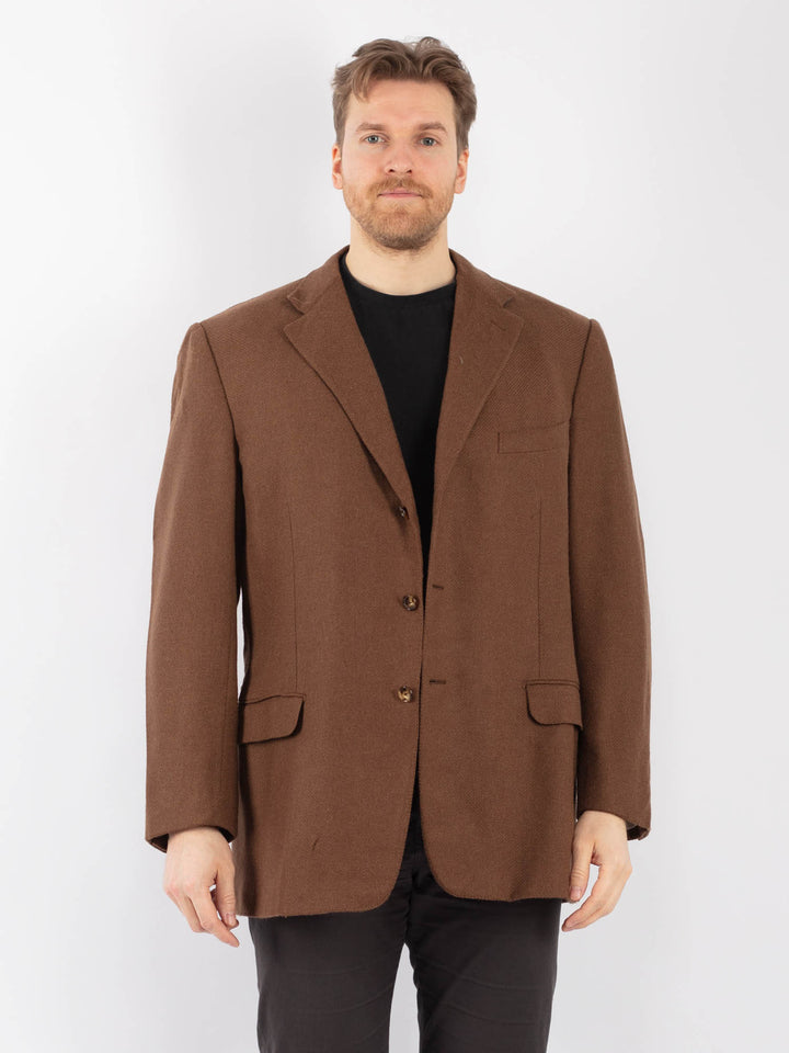 Vintage 90's Men Wool Blazer Jacket in BrownZ1281