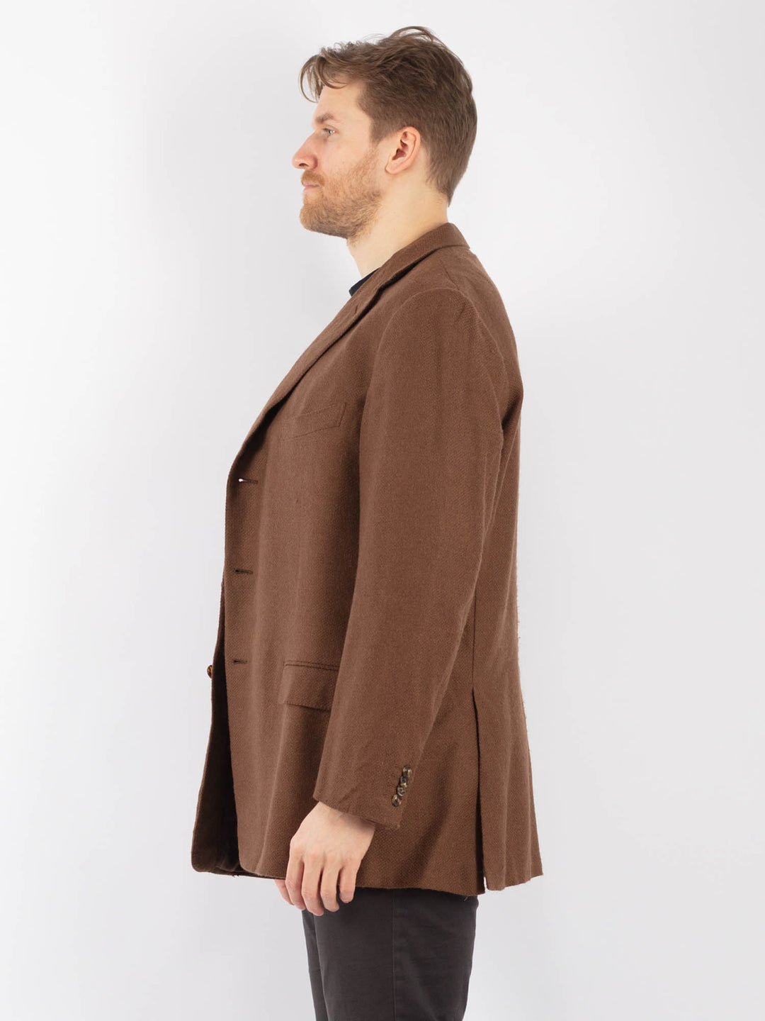 Vintage 90's Men Wool Blazer Jacket in BrownZ1281