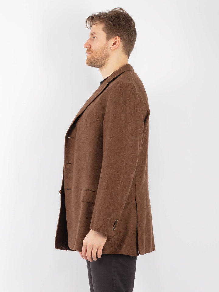 Vintage 90's Men Wool Blazer Jacket in BrownZ1281