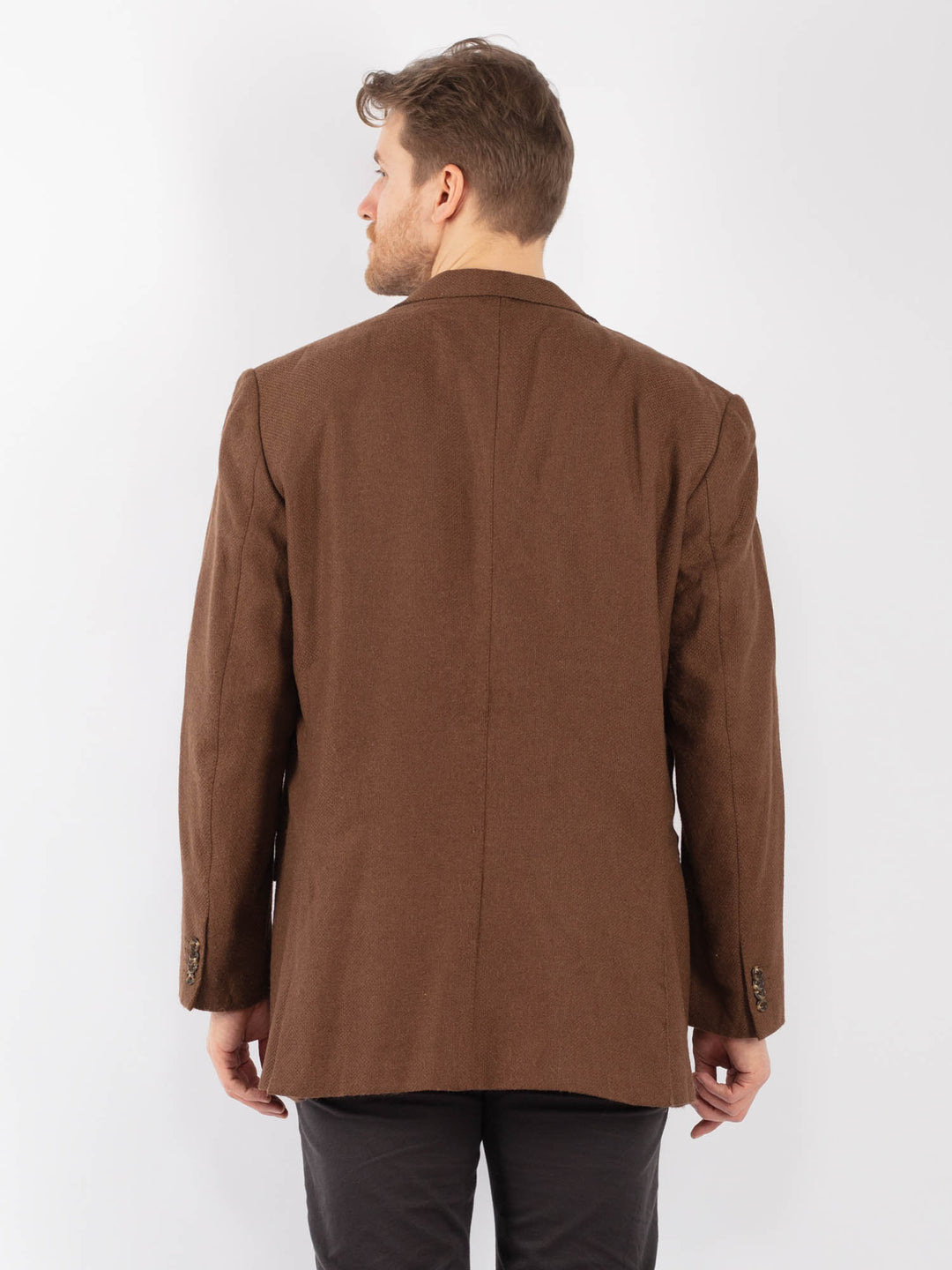 Vintage 90's Men Wool Blazer Jacket in BrownZ1281