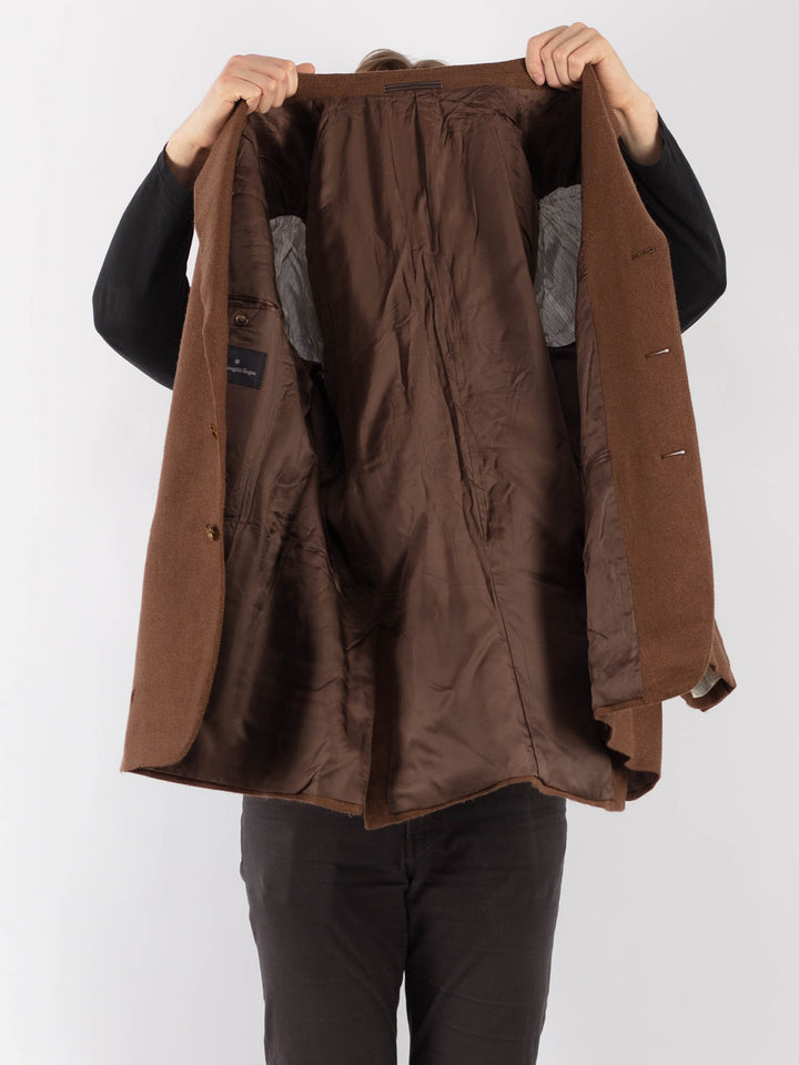 Vintage 90's Men Wool Blazer Jacket in BrownZ1281