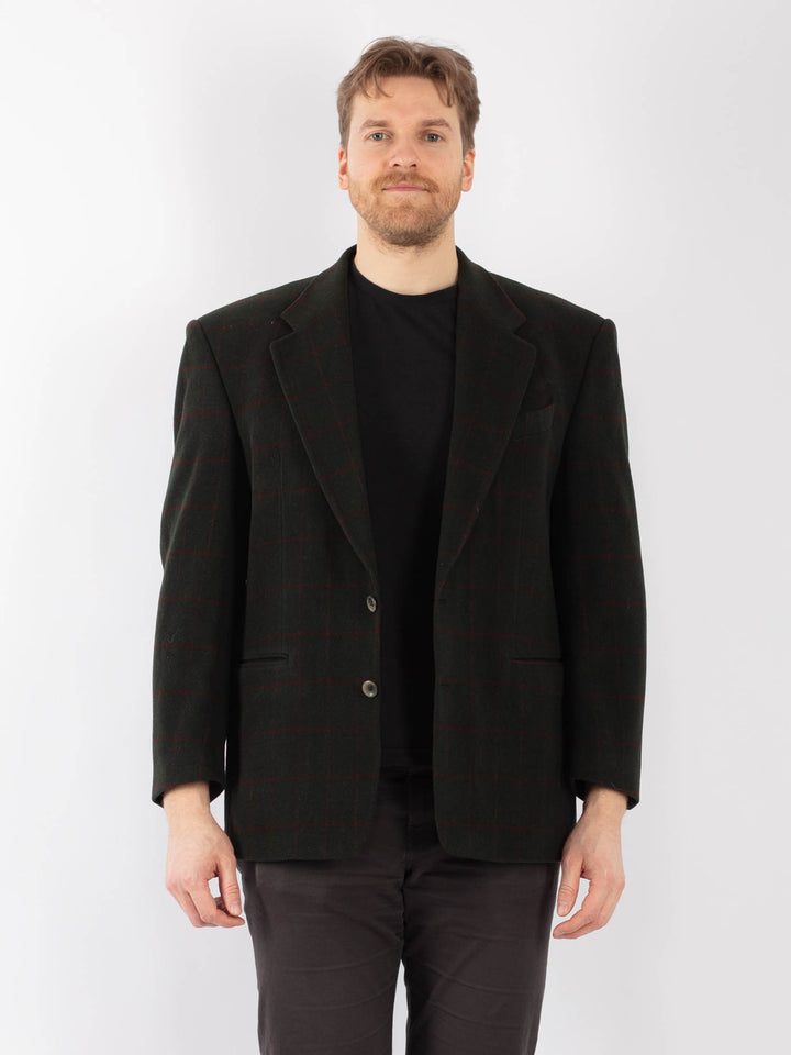 Vintage 90's Men Wool Blazer Jacket in GreenZ1284