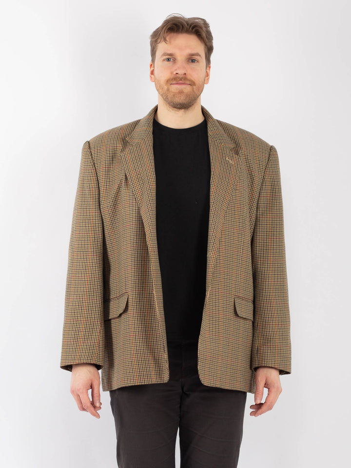 Vintage 90's Men Wool Blazer Jacket in BeigeZ1287