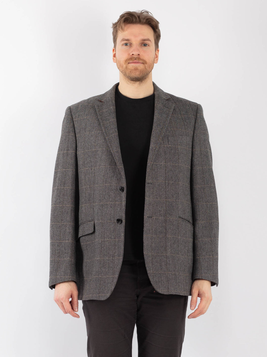 Vintage 90's Men Wool Blazer Jacket in GrayZ1288