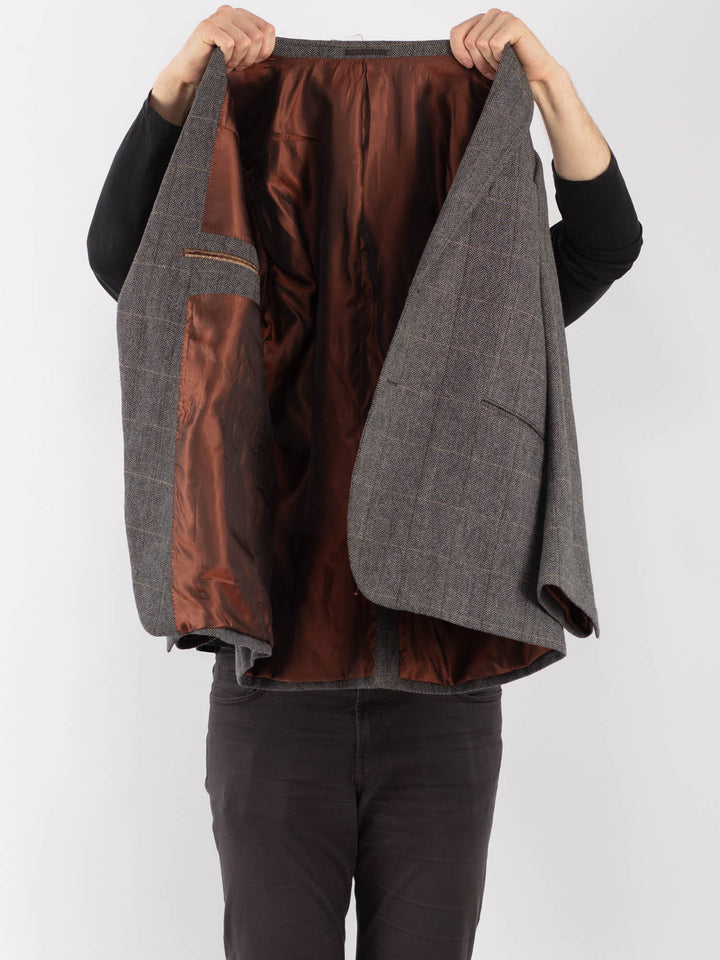 Vintage 90's Men Wool Blazer Jacket in GrayZ1288