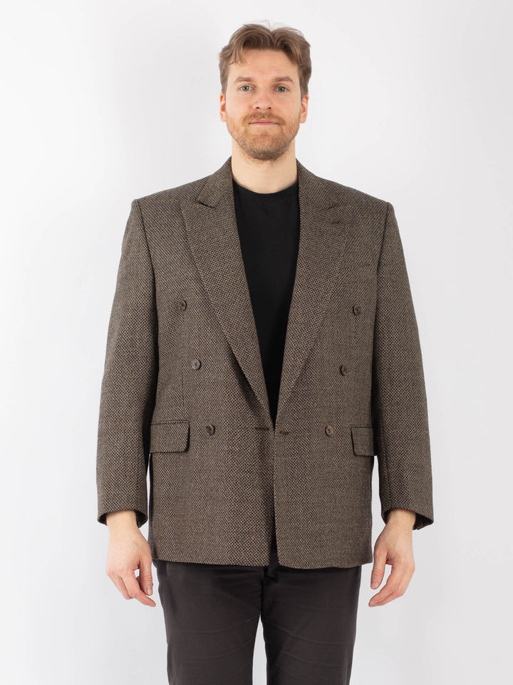 Vintage 90's Men Wool Blazer Jacket in BeigeZ1289