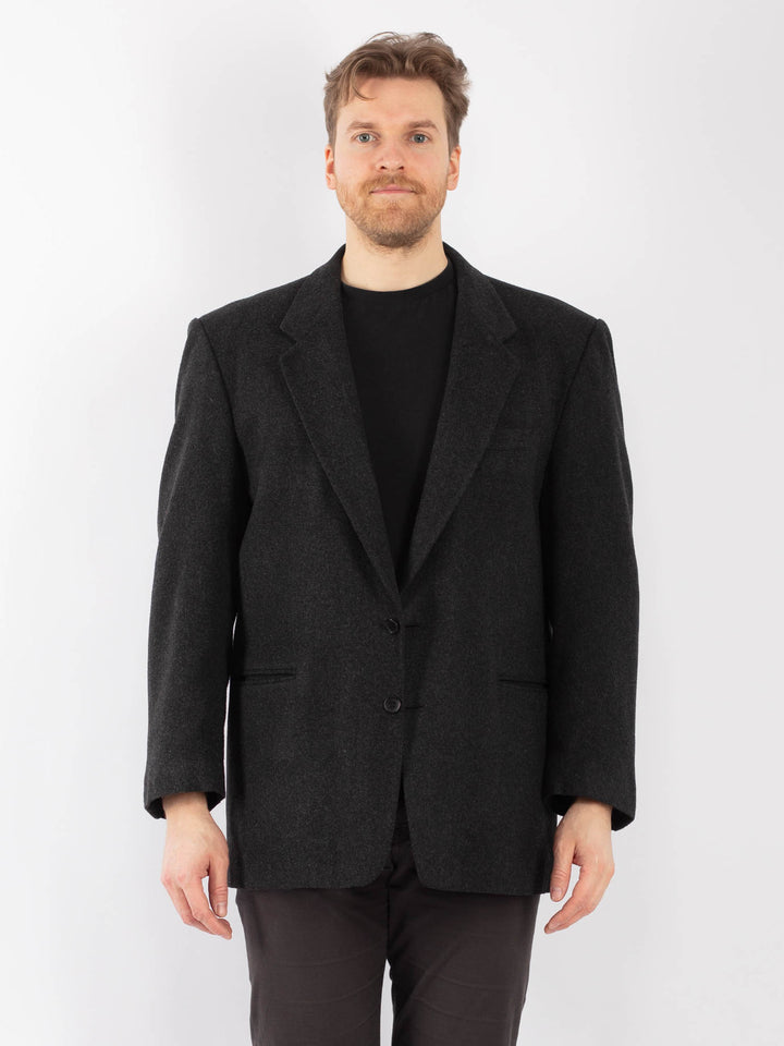 Vintage 90's Men Wool Blazer Jacket in GrayZ1293