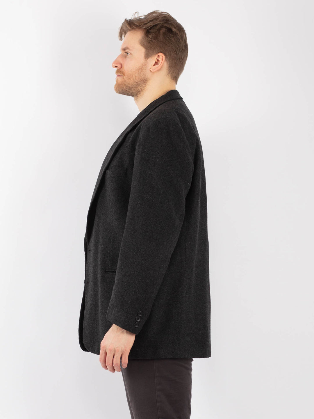 Vintage 90's Men Wool Blazer Jacket in GrayZ1293