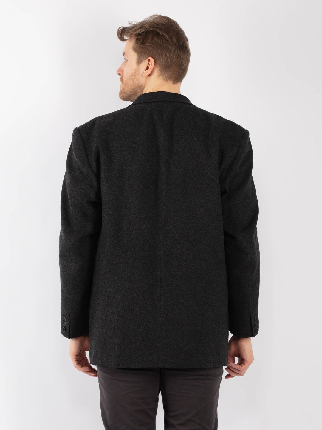 Vintage 90's Men Wool Blazer Jacket in GrayZ1293