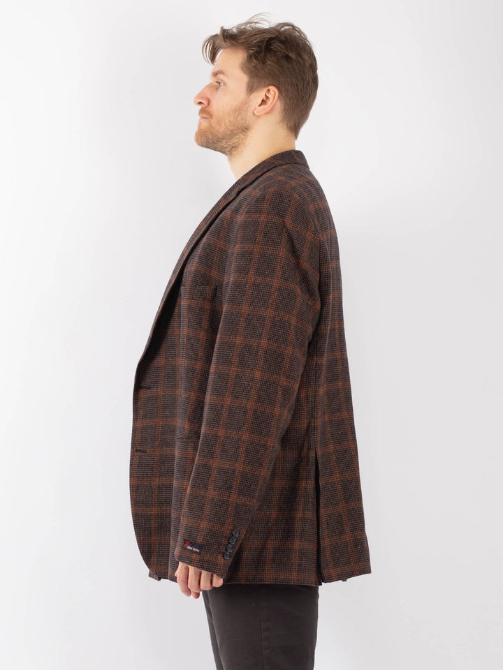 Vintage 90's Men Wool Blazer Jacket in BrownZ1310