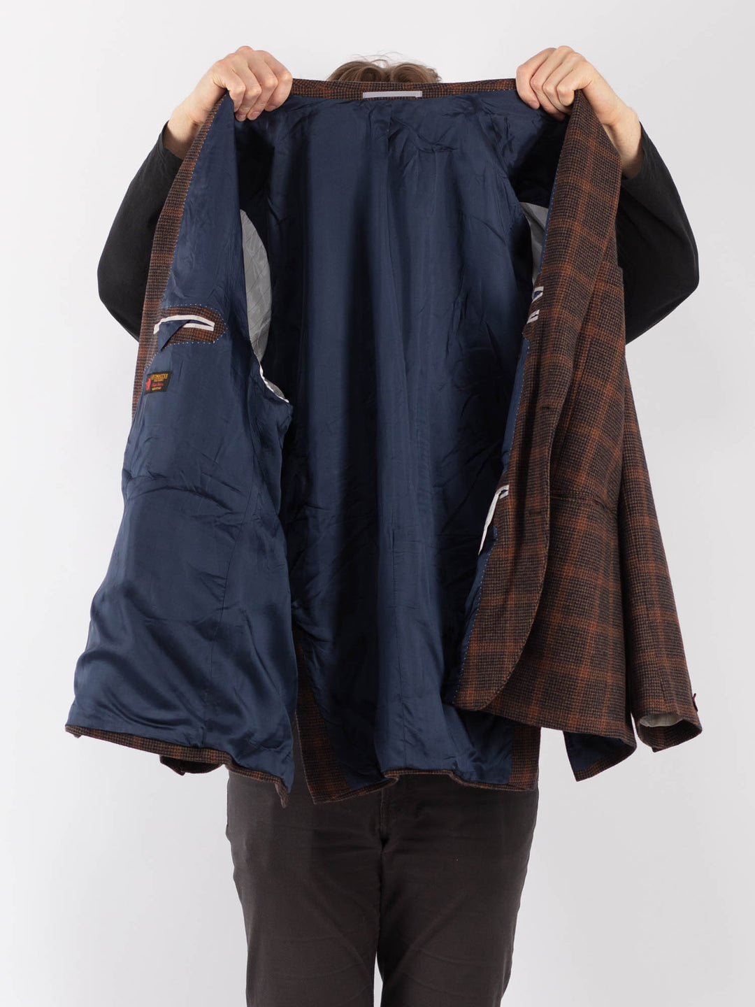 Vintage 90's Men Wool Blazer Jacket in BrownZ1310