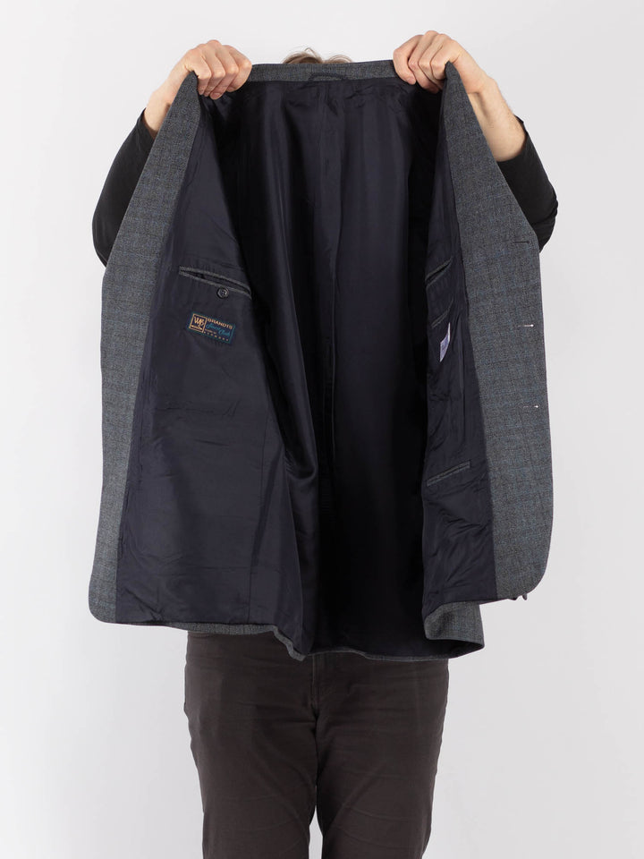 Vintage 90's Men Wool Blazer Jacket in GrayZ1313