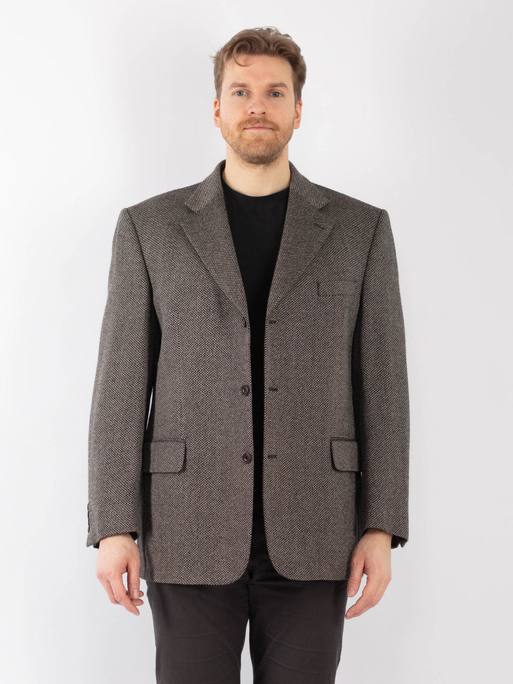 Vintage 90's Men Wool Blazer Jacket in GrayZ1315