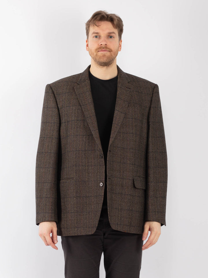 Vintage 90's Men Wool Blazer Jacket in BrownZ1318