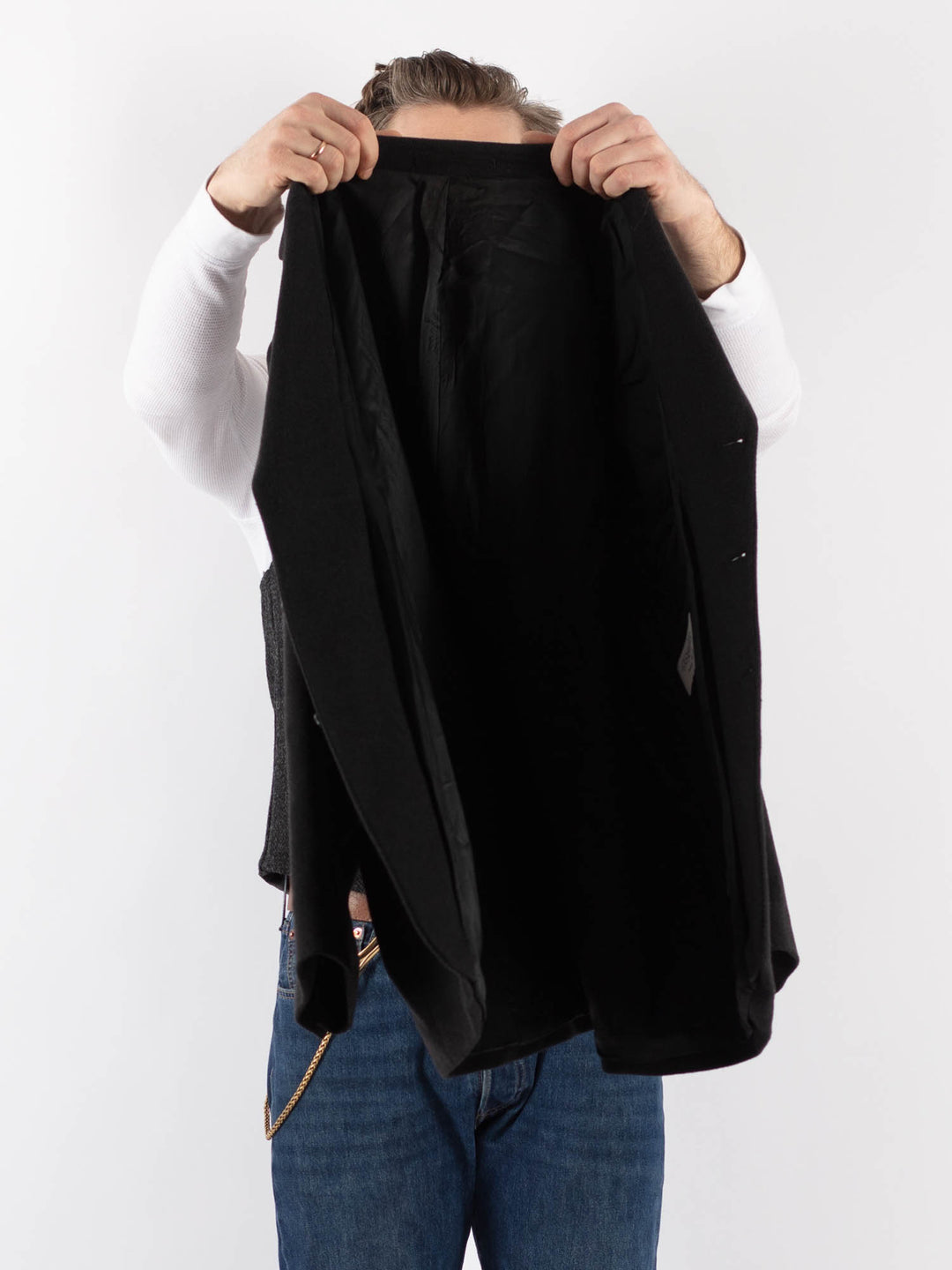 Vintage 90's Men Wool Blazer Jacket in GrayZ1197