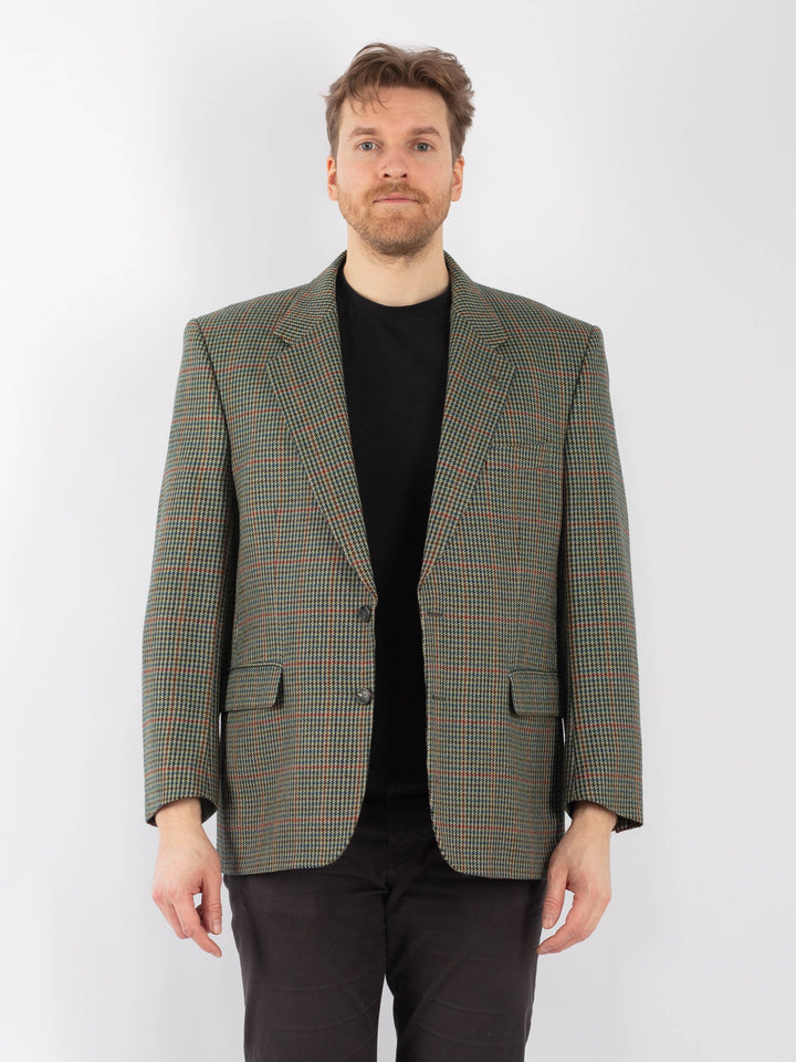 Vintage 90's Men Wool Blazer Jacket in GreenZ1338