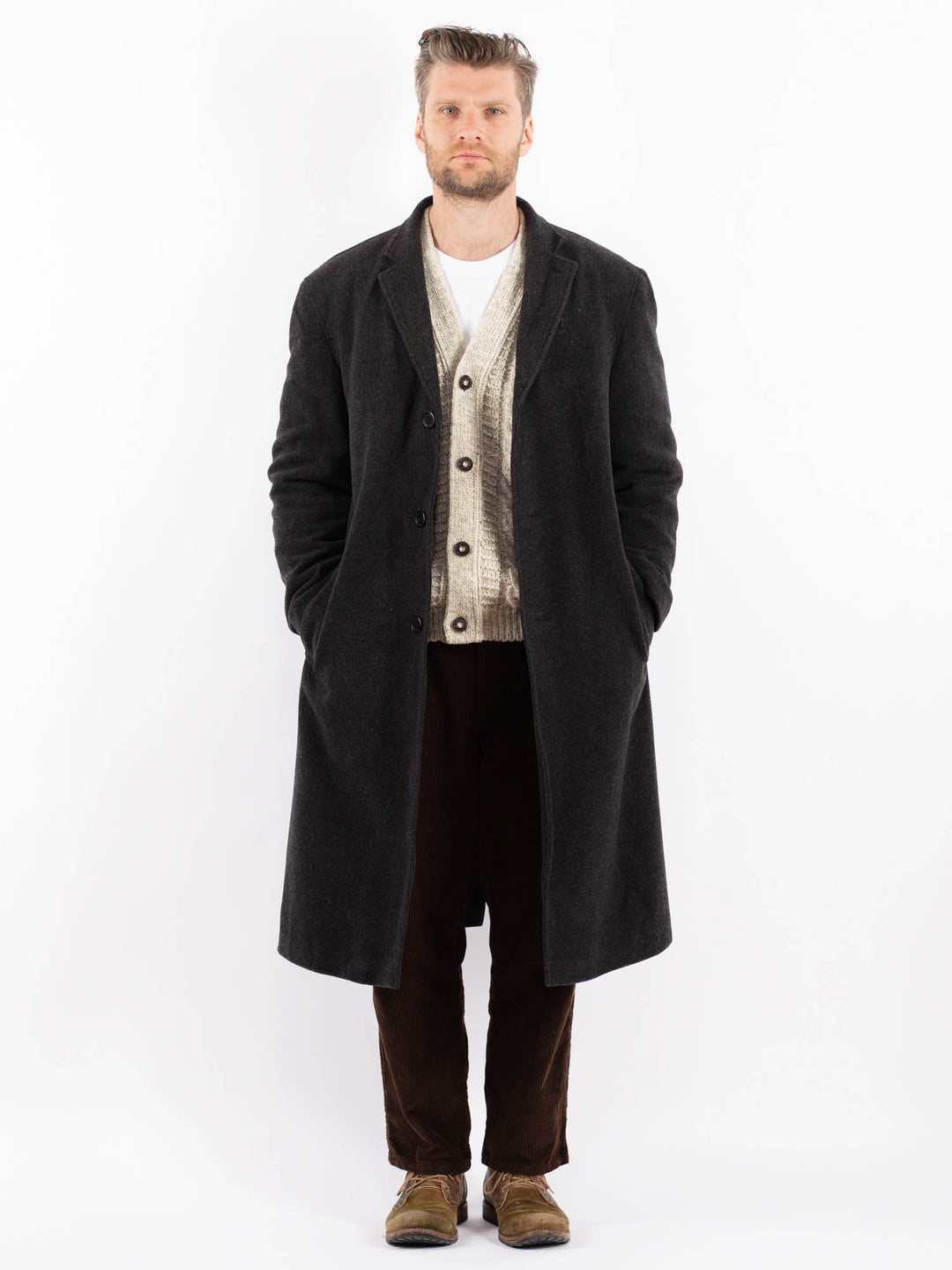 Vintage 90's Men Wool Blend Coat in GrayZ1600