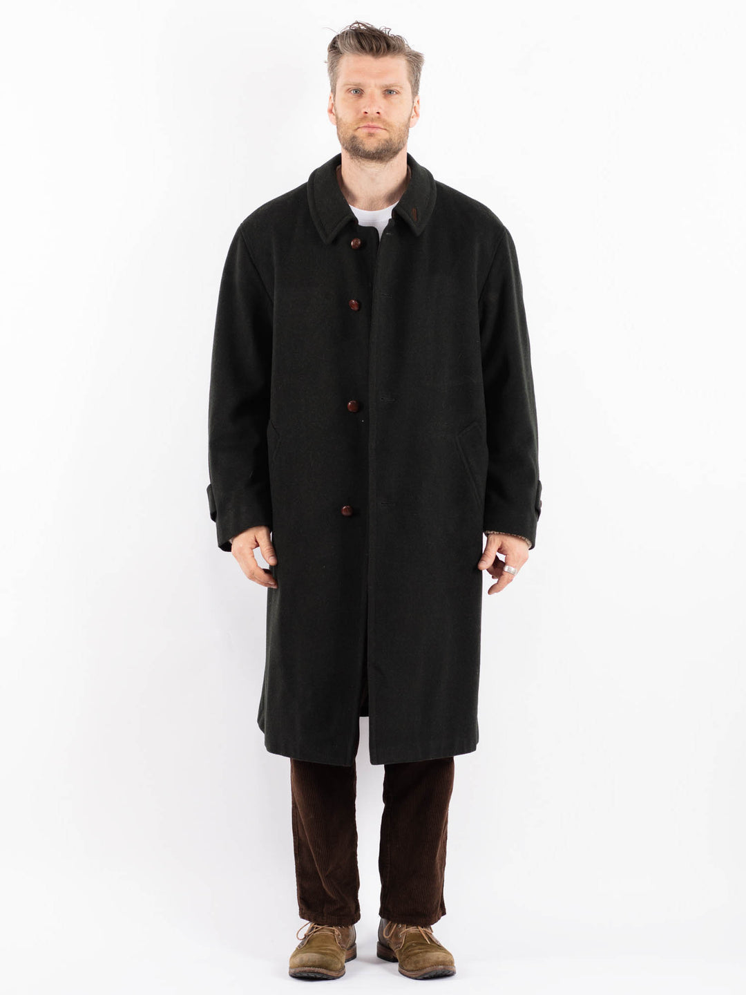 Vintage 90's Men Wool Coat in GreenZ1589
