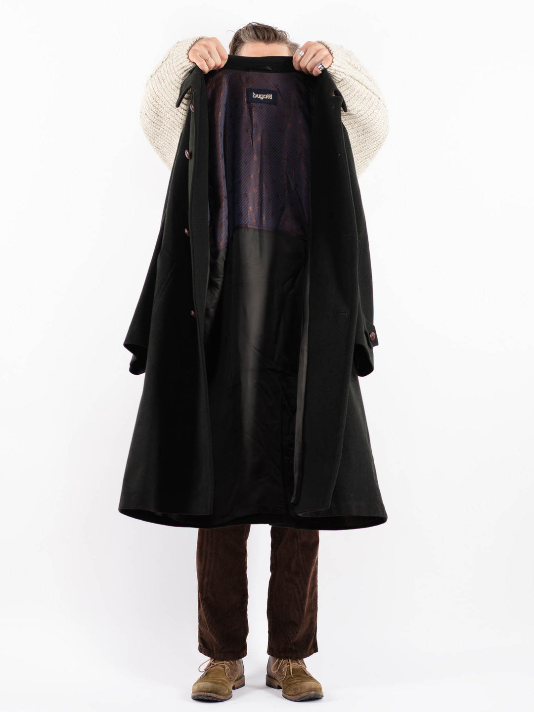 Vintage 90's Men Wool Coat in GreenZ1589