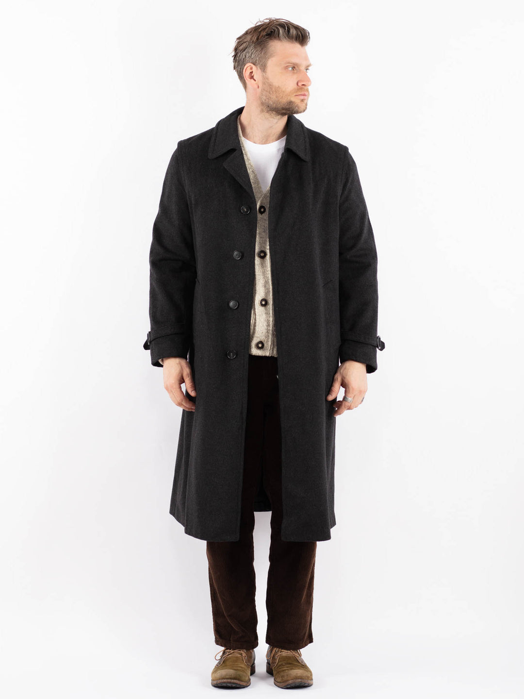 Vintage 90's Men Wool Blend Coat in GrayZ1591