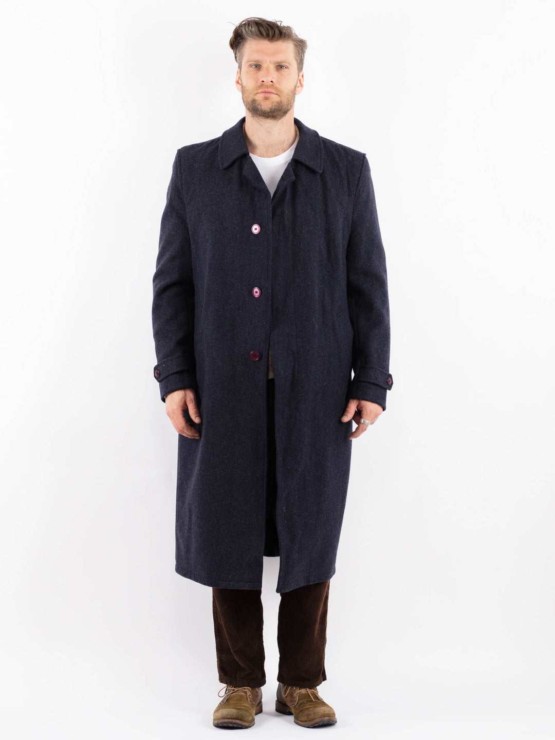 Vintage 90's Men Wool Blend Coat in BlueZ1592