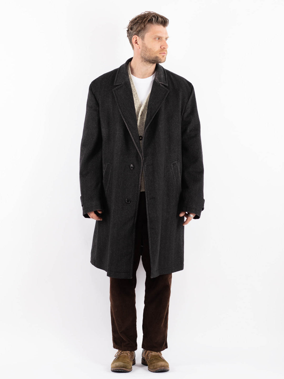 Vintage 90's Men Wool Blend Coat in GrayZ1594