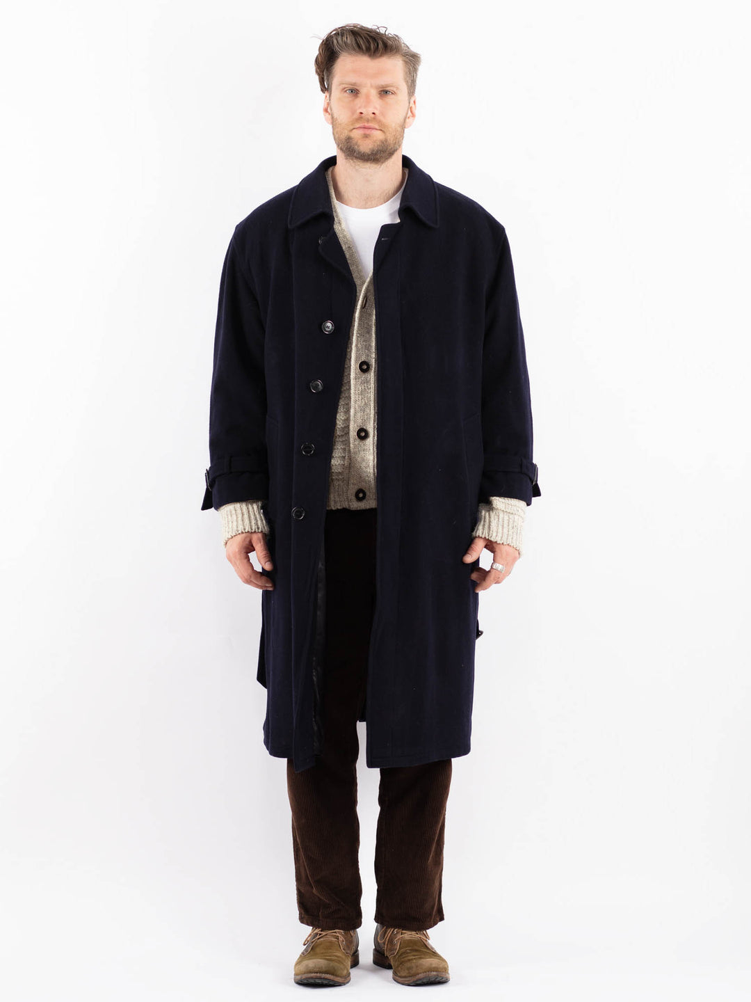 Vintage 90's Men Wool Blend Coat in BlueZ1595