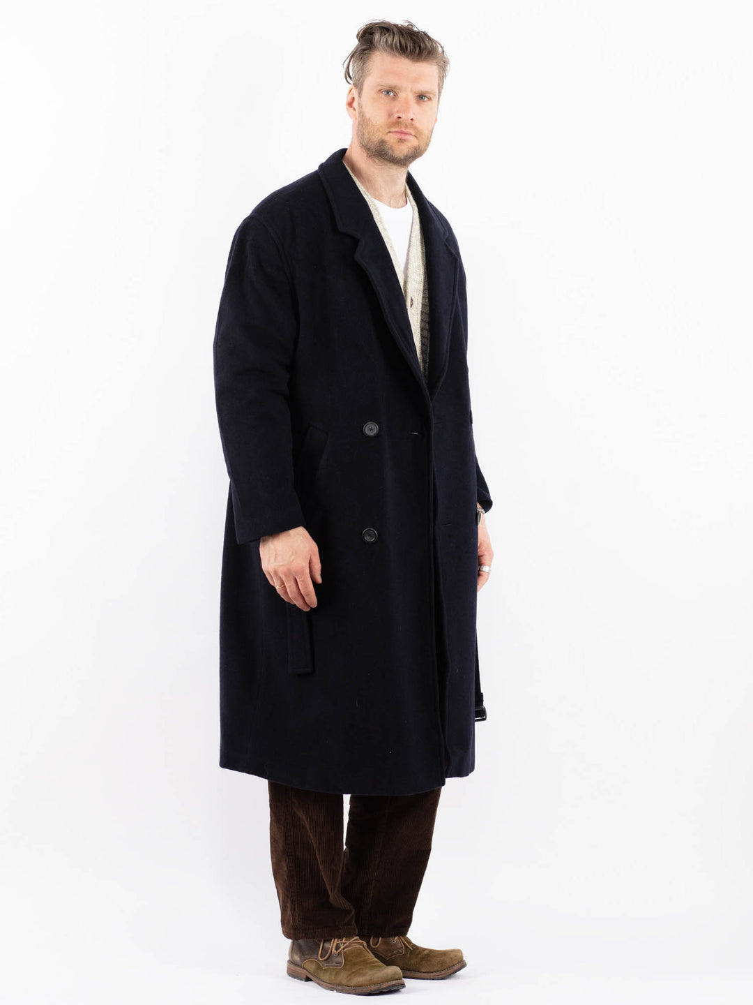 Vintage 90's Men Wool Blend Coat in BlueZ1612