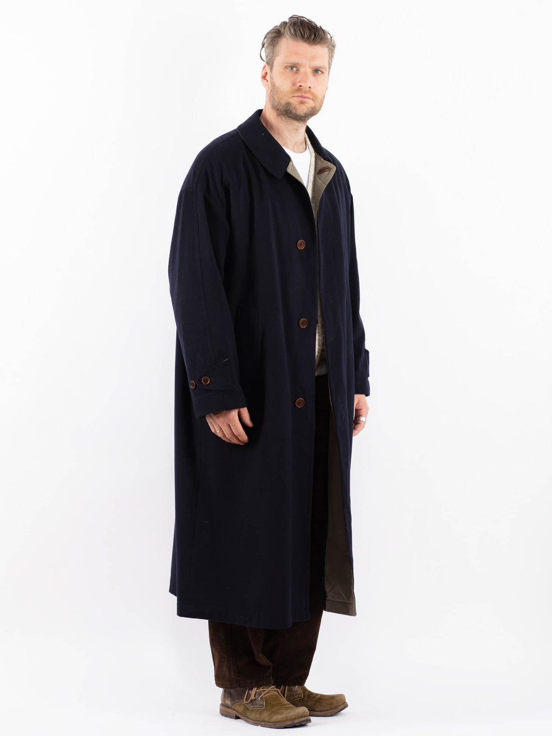 Vintage 90's Men Wool Blend Coat in BlueZ1614