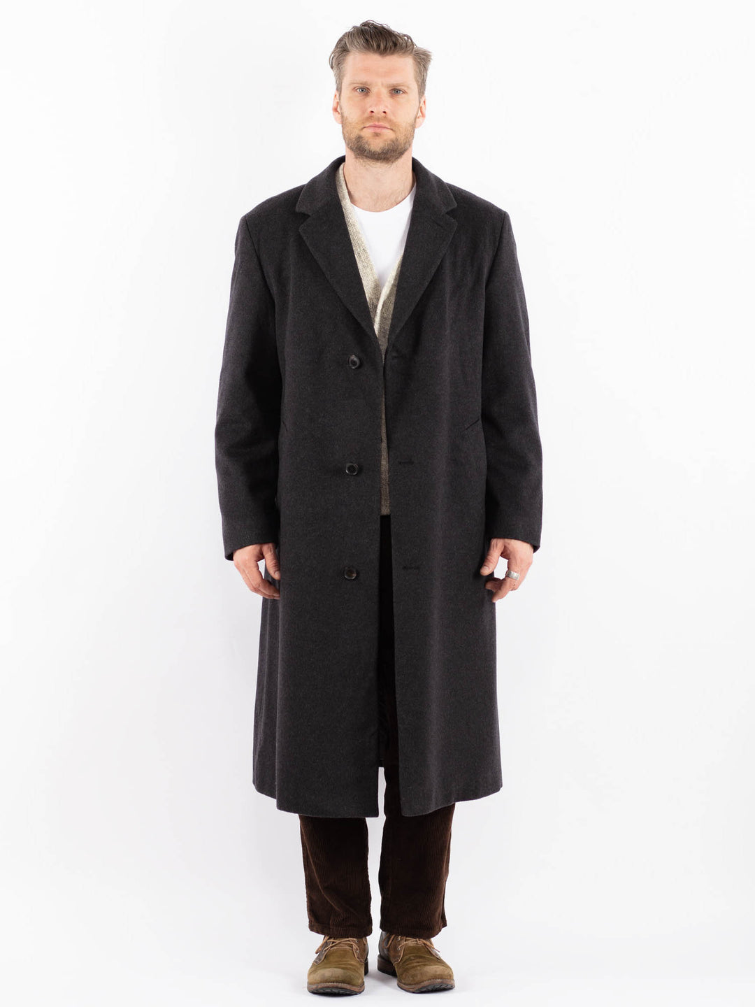Vintage 90's Men Wool Coat in GrayZ1597