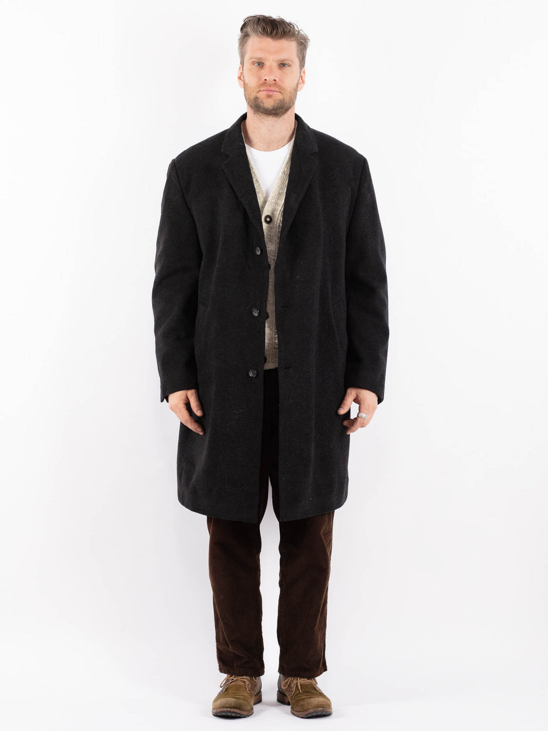 Vintage 90's Men Wool Blend Coat in GrayZ1621