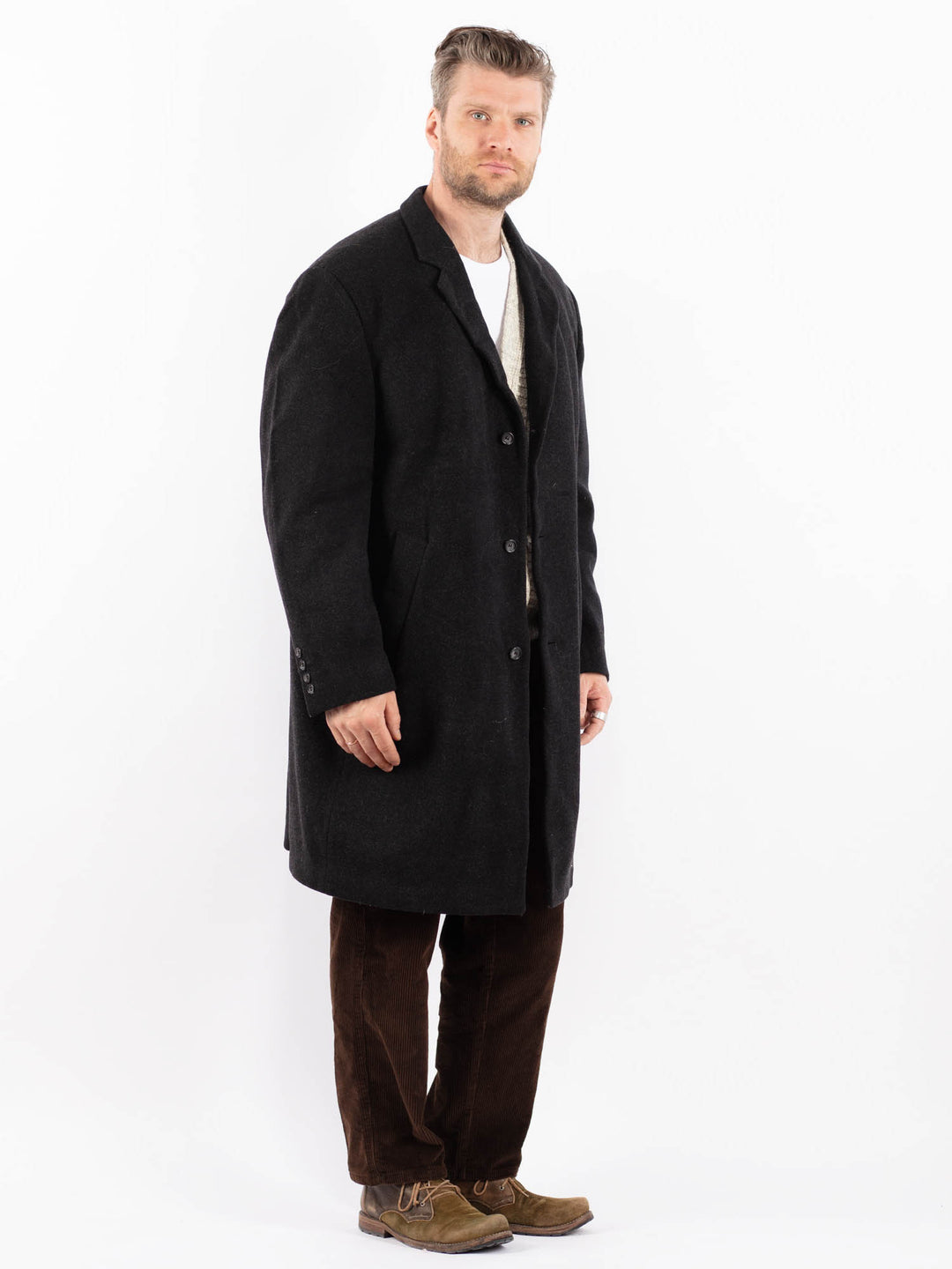 Vintage 90's Men Wool Blend Coat in GrayZ1621