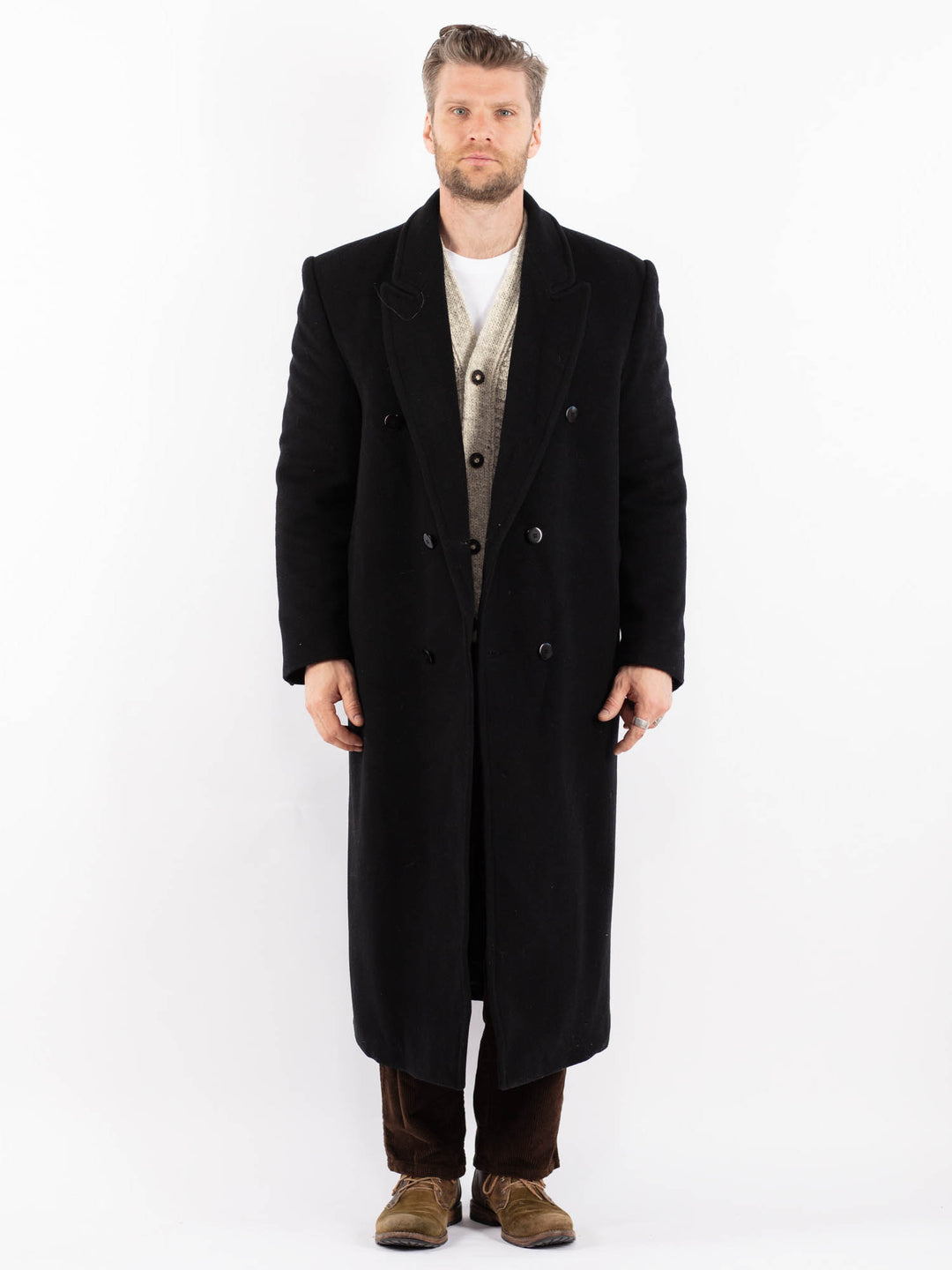 Vintage 90's Men Wool Coat in BlackZ1622