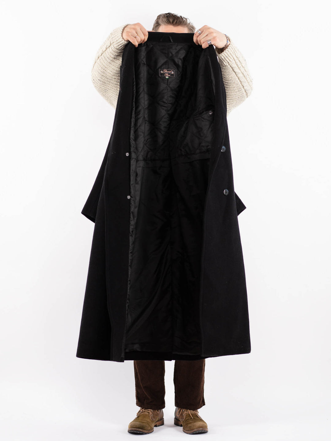 Vintage 90's Men Wool Coat in BlackZ1622