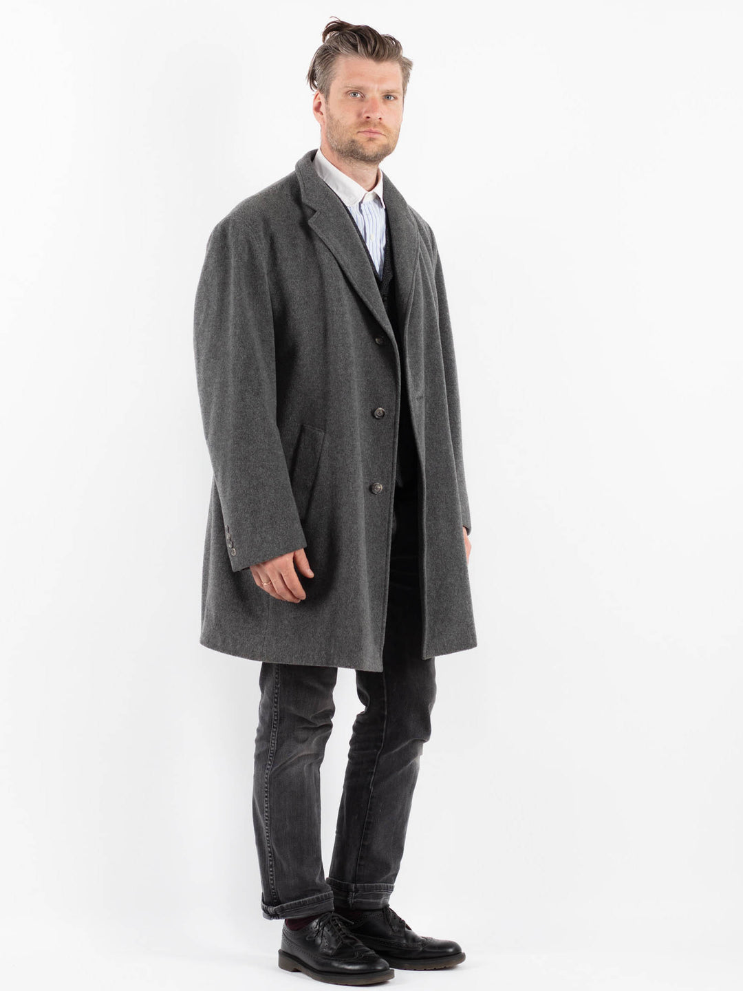 Vintage 90's Men Wool Blend Coat in GrayZ1757