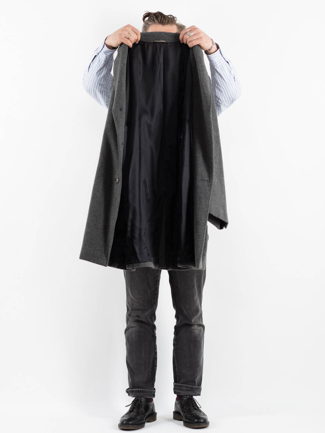 Vintage 90's Men Wool Blend Coat in GrayZ1757