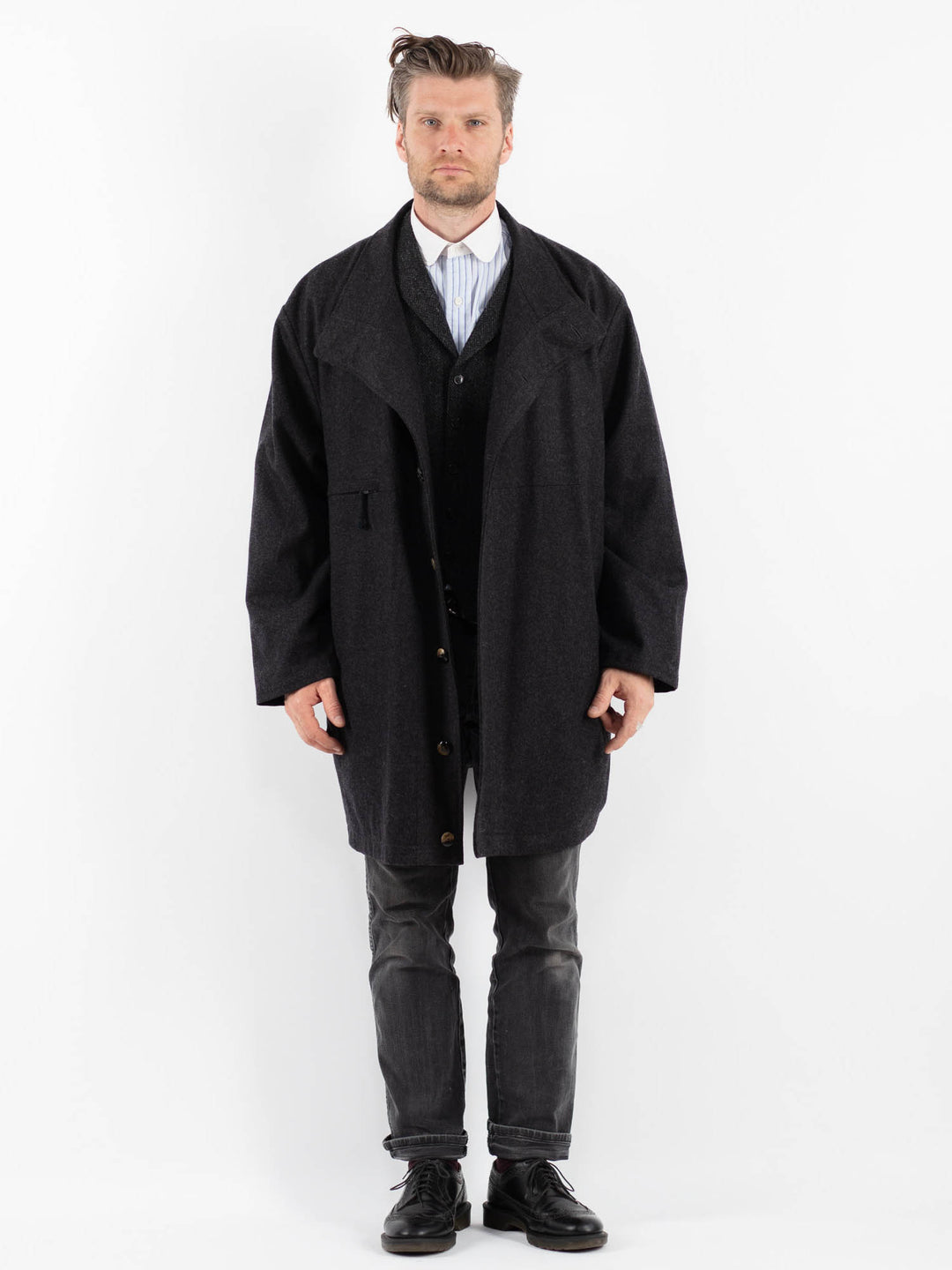 Vintage 90's Men Wool Coat in GrayZ1738