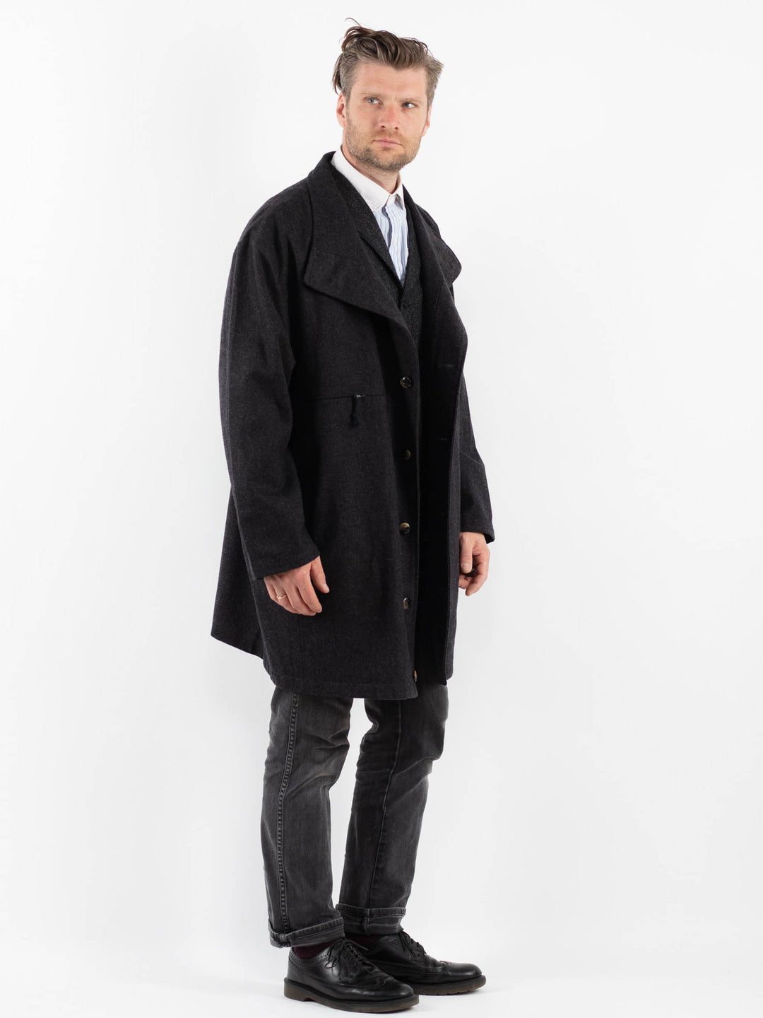 Vintage 90's Men Wool Coat in GrayZ1738