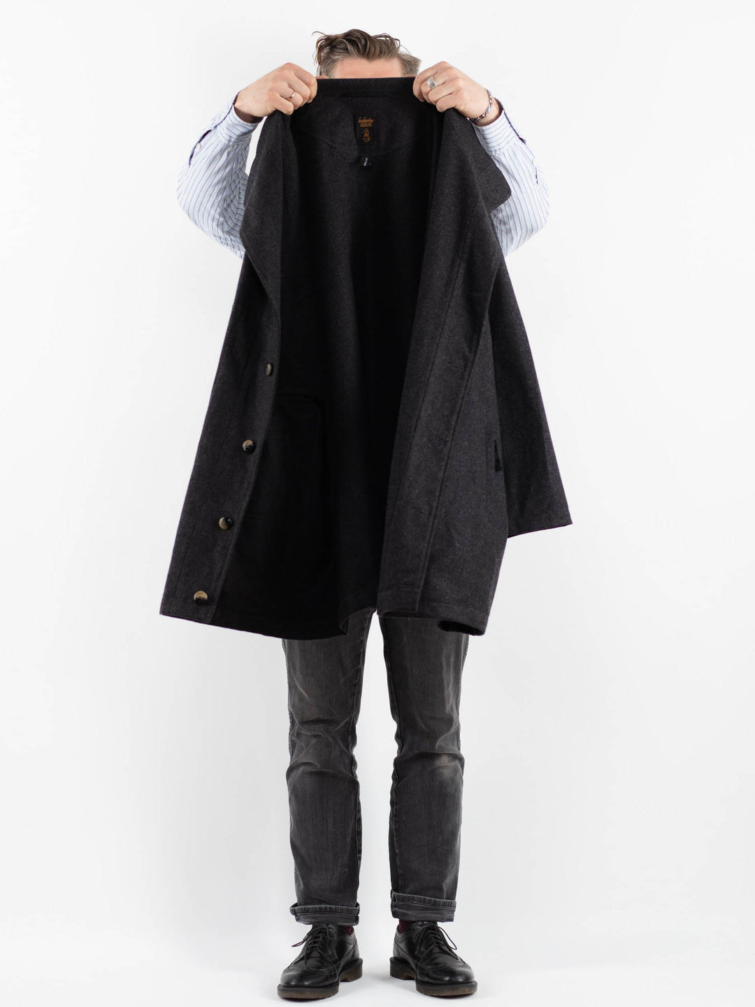 Vintage 90's Men Wool Coat in GrayZ1738