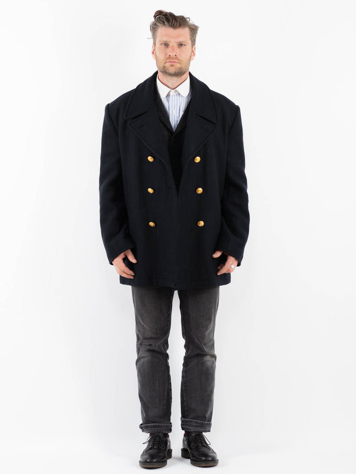 Vintage 90's Men Wool Coat in BlueZ1739