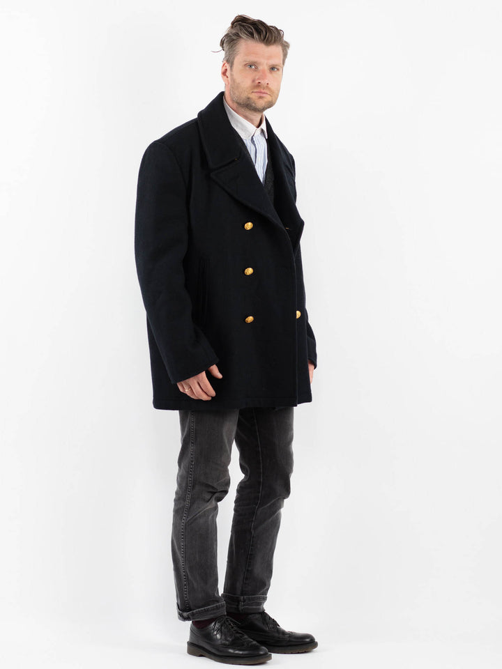 Vintage 90's Men Wool Coat in BlueZ1739