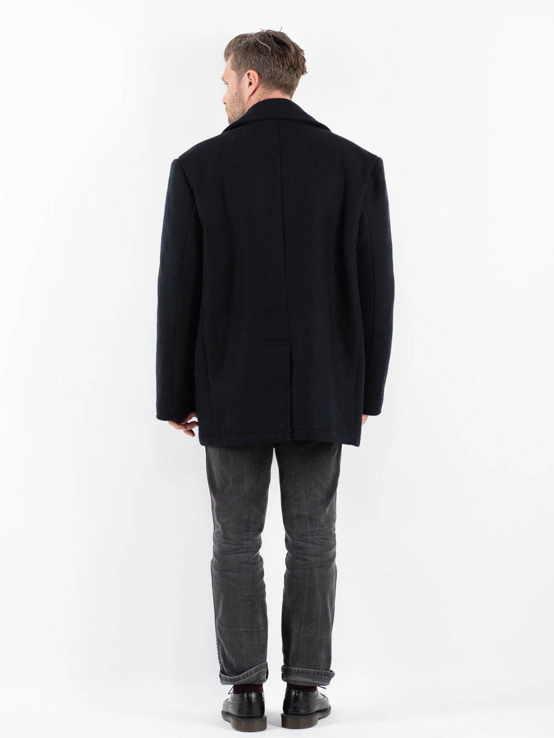 Vintage 90's Men Wool Coat in BlueZ1739