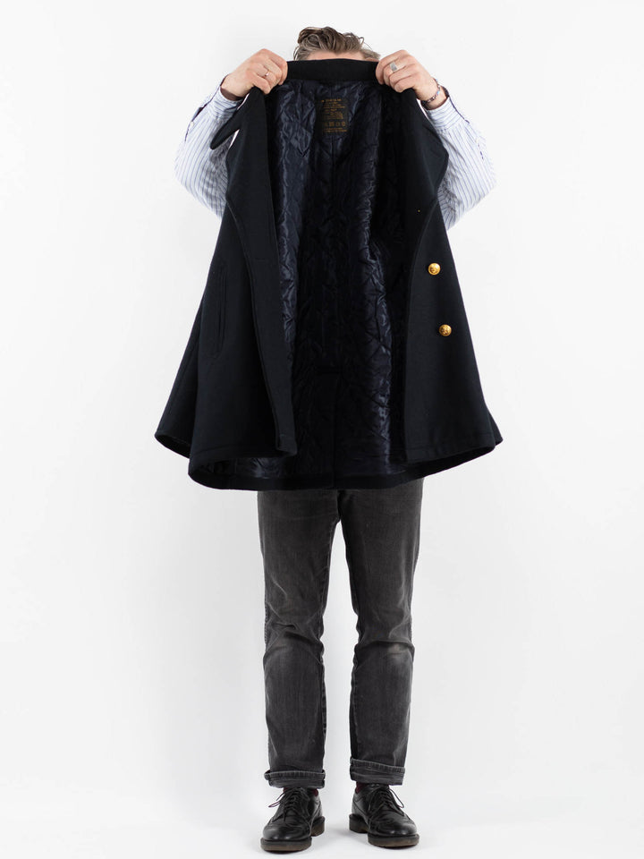 Vintage 90's Men Wool Coat in BlueZ1739