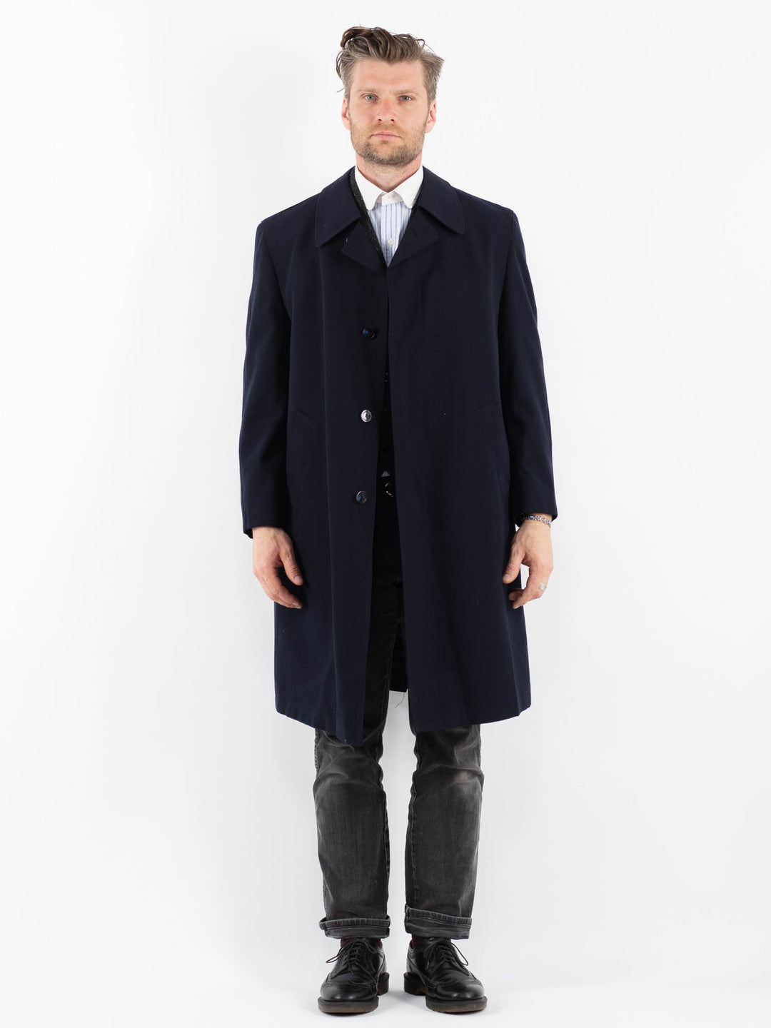 Vintage 90's Men Wool Blend Coat in BlueZ1740