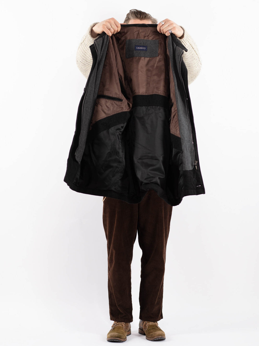 Vintage 90's Men Wool Blend Coat in GrayZ1628