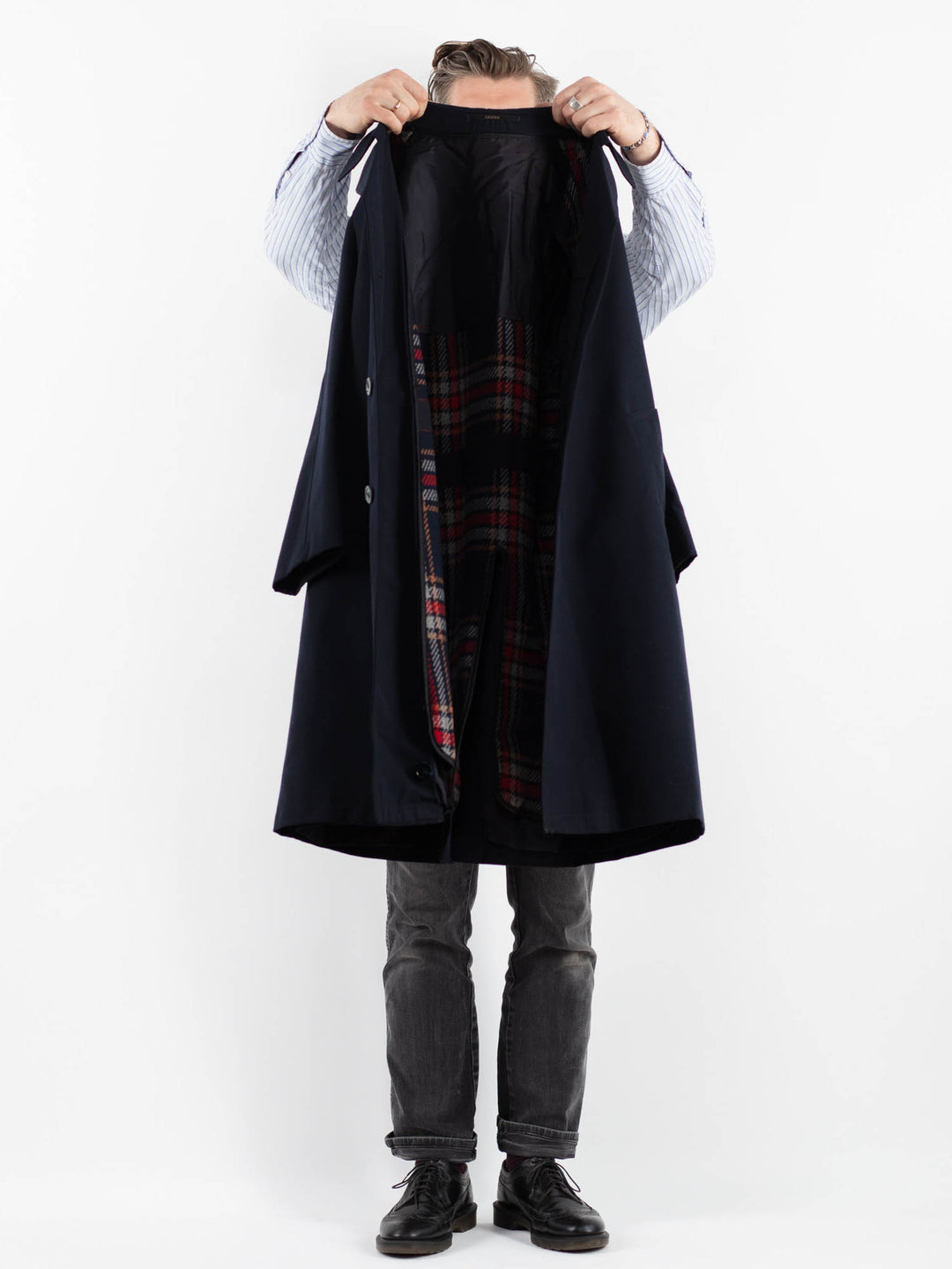 Vintage 90's Men Wool Blend Coat in BlueZ1740