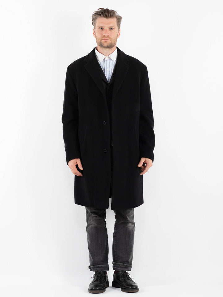 Vintage 90's Men Wool Blend Coat in BlackZ1745
